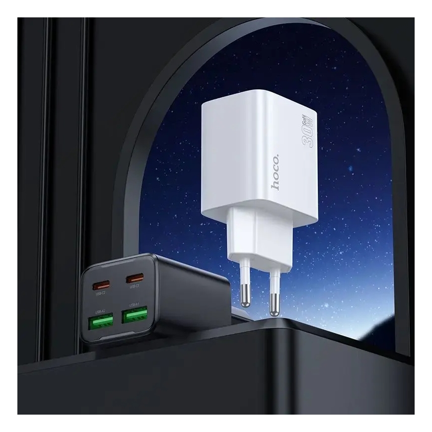 Зарядное устройство HOCO N56 | 30W | PD, QC, PPS | USB-C, USB-A | с кабелем USB-C на Lightning в комплекте | чёрное – 4