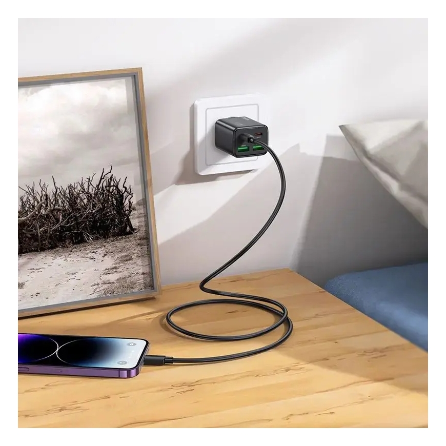 Зарядное устройство HOCO N56 | 30W | PD, QC, PPS | USB-C, USB-A | с кабелем USB-C на Lightning в комплекте | чёрное – 5