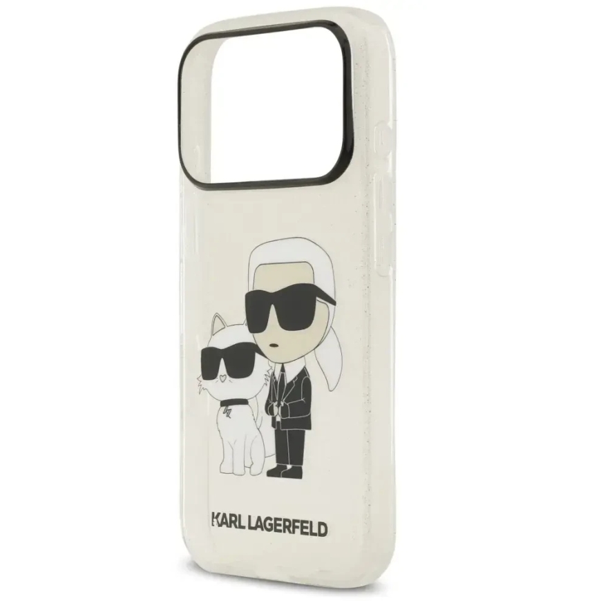 Karl Lagerfeld IML NFT Glitter Karl&Choupette -kotelo iPhone 18 Pro / 17 Pro - läpinäkyvä – 2