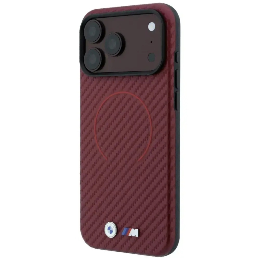 BMW M Carbon spausdinta MagSafe dėklas iPhone 18 Pro / 17 Pro tamsiai raudonas – 2