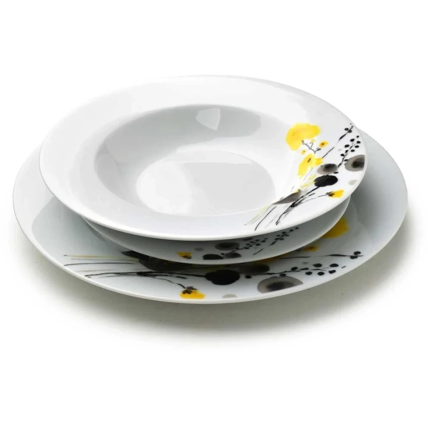 Affek Design LEA Geltonas Pietų rinkinys 18 dalių 21,8 cm/19,2/27 cm sriubos lėkštė 220 ml