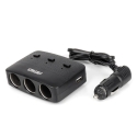 Kolme väljundiga pikendusjuhe laadija 2x USB A LÜLITI LED-indikaator 12/24V 100W 70cm AMIO-04363