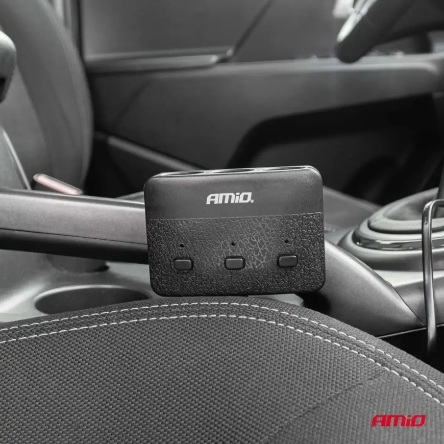 Kolm uloslähdöillä varustettu jatkojohto laturille 2x USB A KÄYTTÖ/KYNNYTINDIKAATTI 12/24V 100W 70cm AMIO-04363 – 3