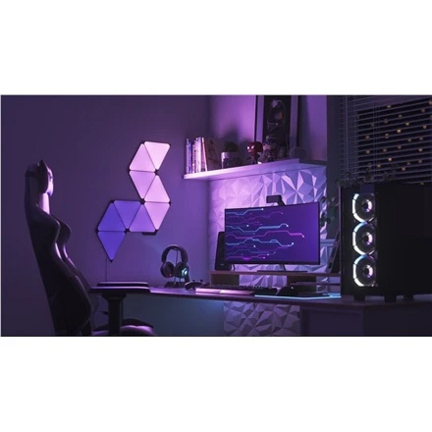 Nanoleaf | Shapes Melnie Trijstūri Sākuma Komplekts (9 paneļi) | 42 W | WiFi – 4