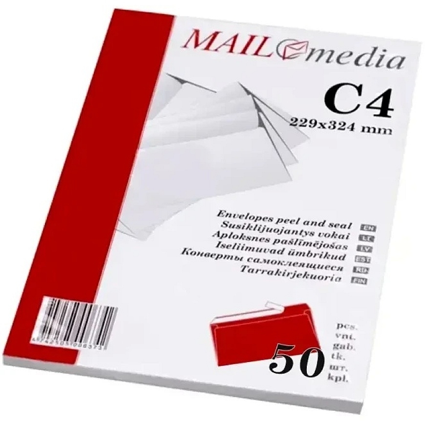 C4 Valged ümbrikud 90g, eraldatav lint 229x324 mm x 50 tk – 3