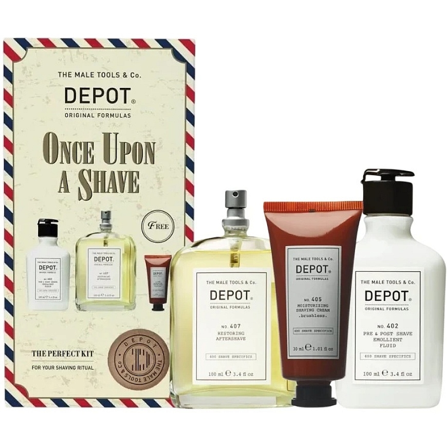 Depot komplekts: 400 Shave Specifics Nr. 402, ēteriskās eļļas, nomierinošs, pirms un pēc skūšanās šķidrums, 100 ml + 400 Shave S