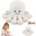 Lean Toys Pehmest mänguasi - valge oktopus, 30 x 20 x 20 cm