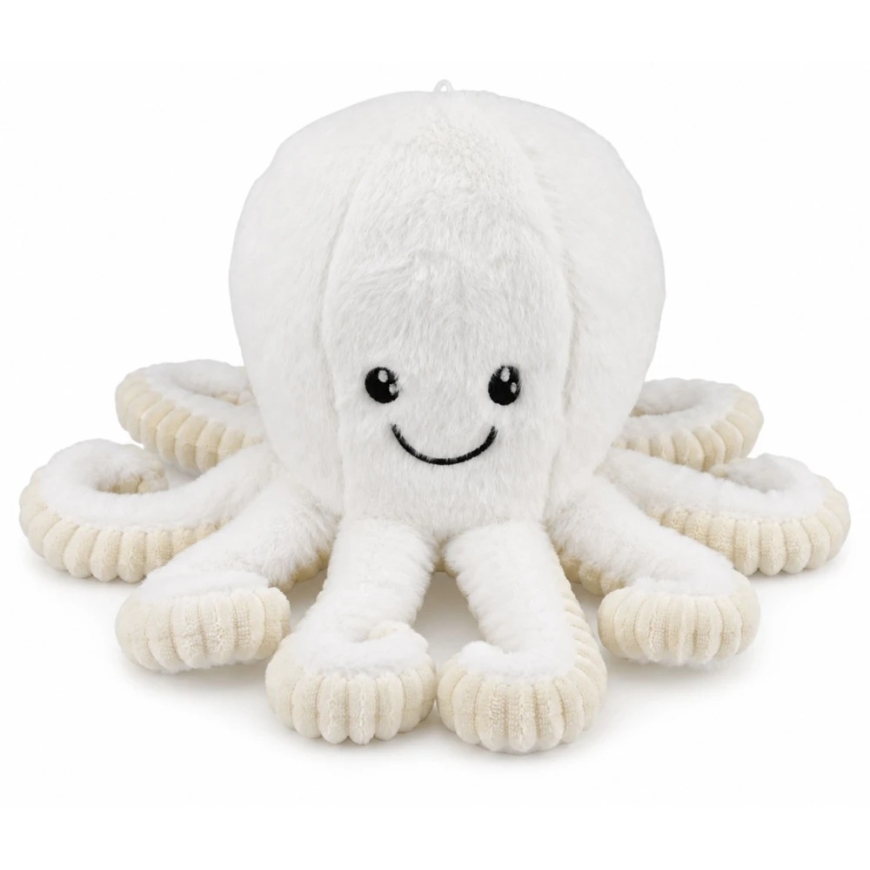 Lean Toys Mīkstā rotaļlieta - balts astoņkājis, 30 x 20 x 20 cm – 5