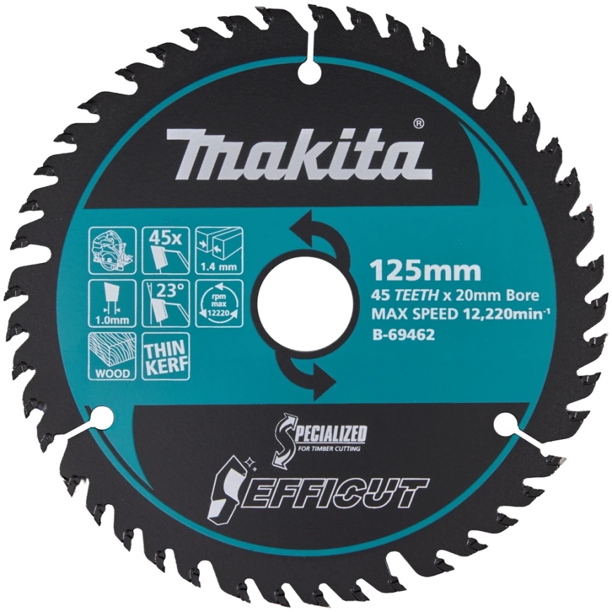 Makita T.C.T. leikkausterät, 125x20/45T/1,4, Efficut B-69462