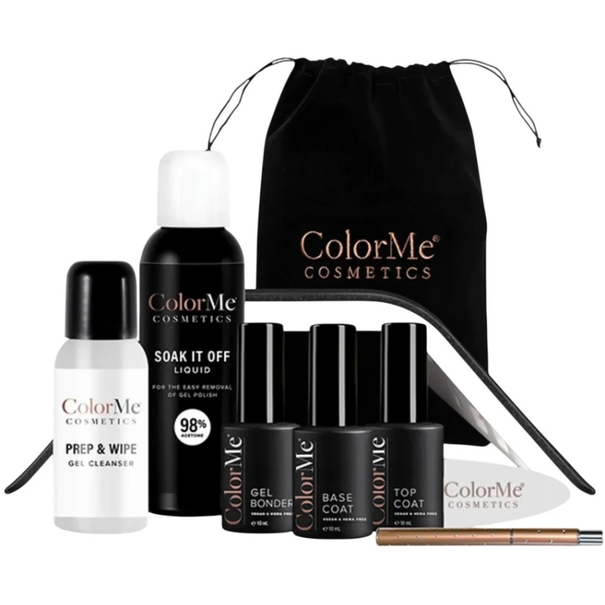 ColorMe Cosmetics set: Soak It Off nail polish remover, 100 ml + ColorMe Gel semi-permanent nail polish, 10 ml + ColorMe Base Co