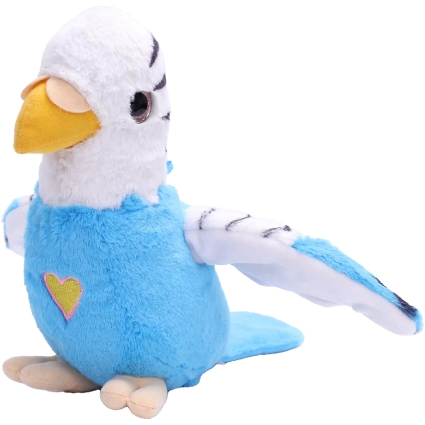 HAPPY YAPPERS interactive plush toy white and blue parakeet, 9473