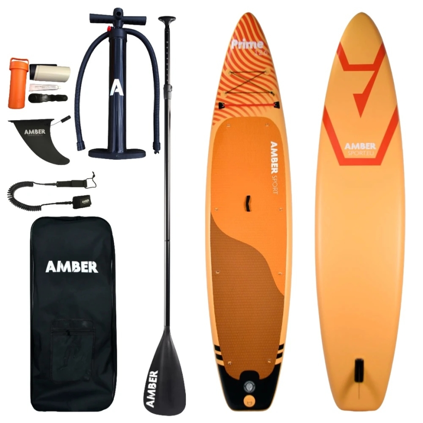 Inflatable Paddle Board Set AMBER PRIME 12.6, 381 x 85 x 15 cm, up to 130 kg, 15 psi