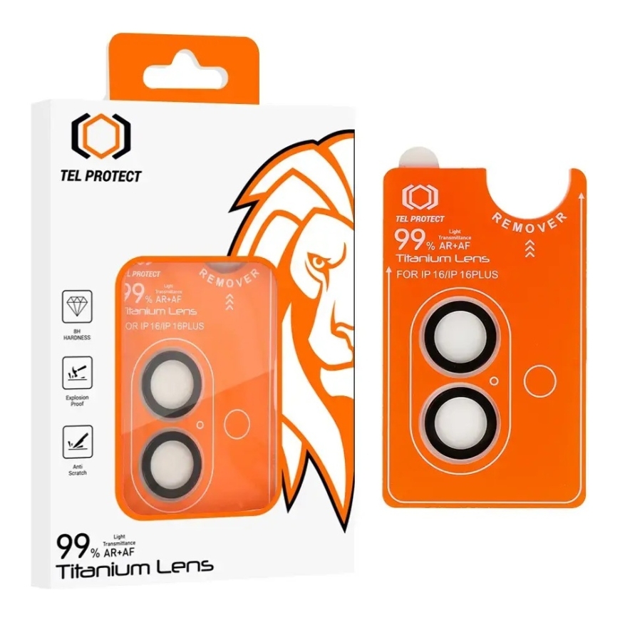 Tempered glass Tel Protect Titanium Lens 99% AR on camera for Iphone 17 transparent (lens 2 pieces)