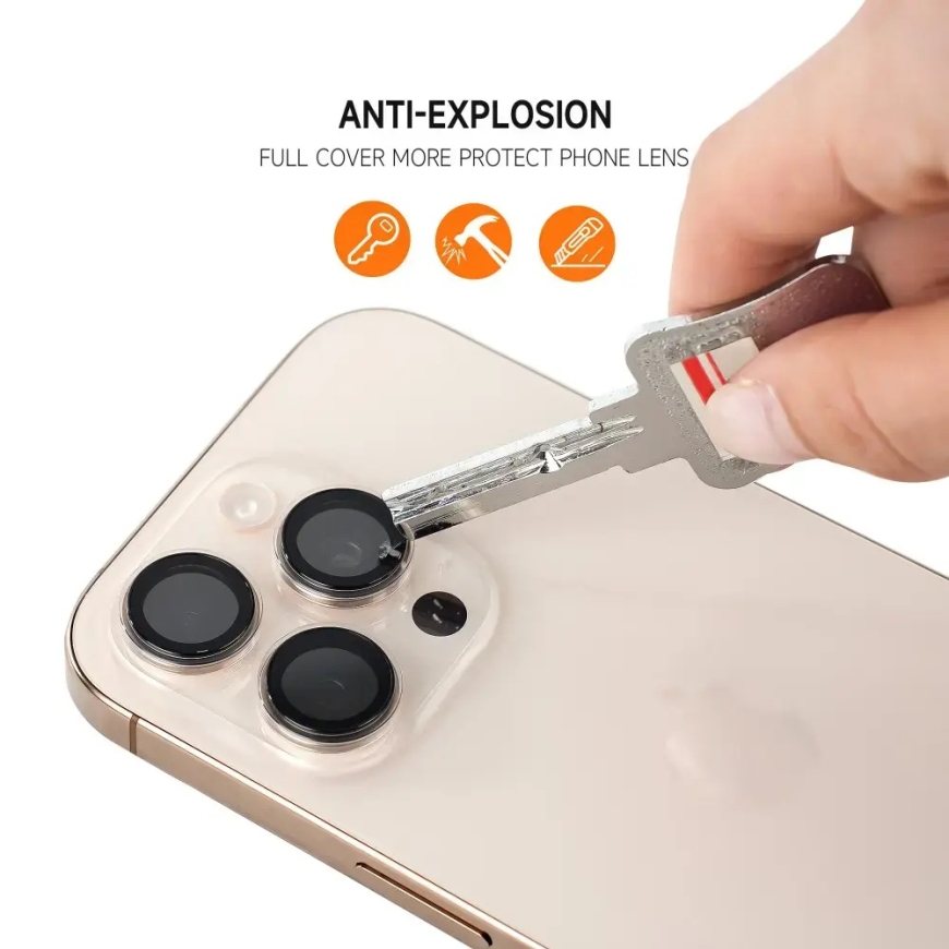 Grūdintas stiklas Tel Protect Titanium Lens 99% AR kamerai Iphone 17 skaidrus (objektyvai 2 vnt.) – 5
