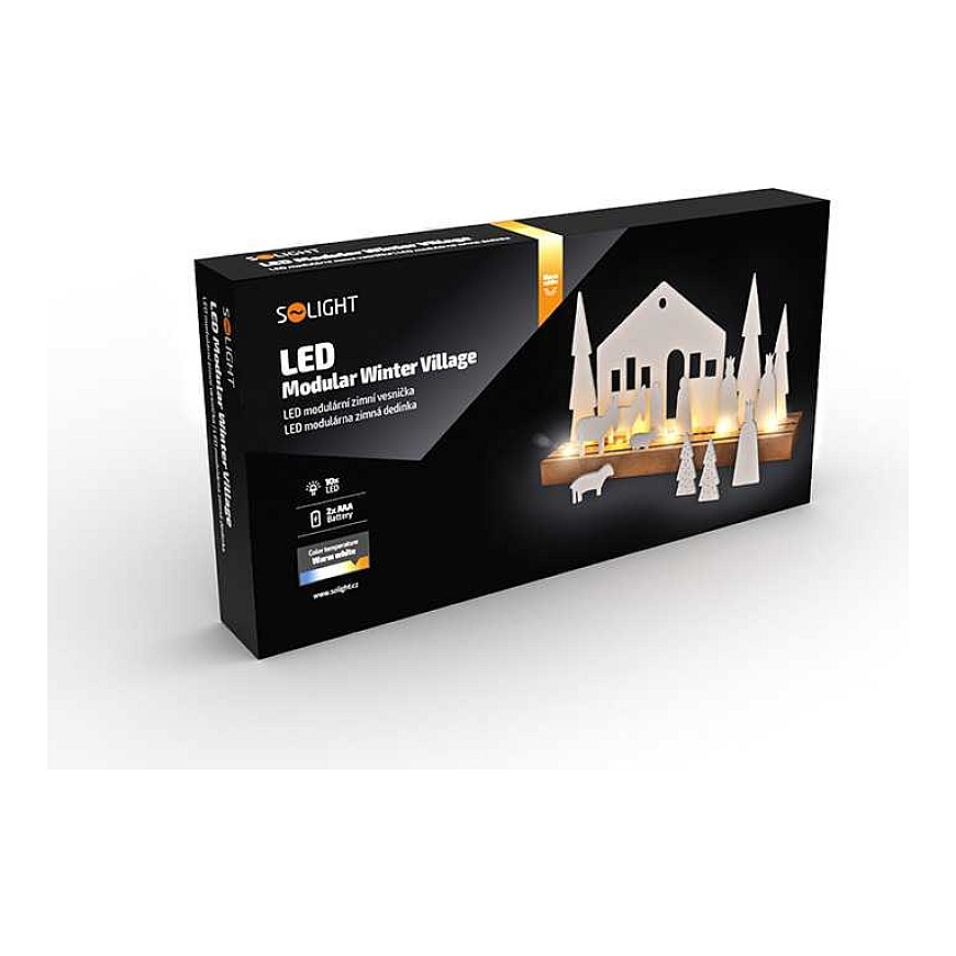 Solight LED ziemas ciemats, modulārs, 14 elementi, 10x LED, 2x AAA – 3