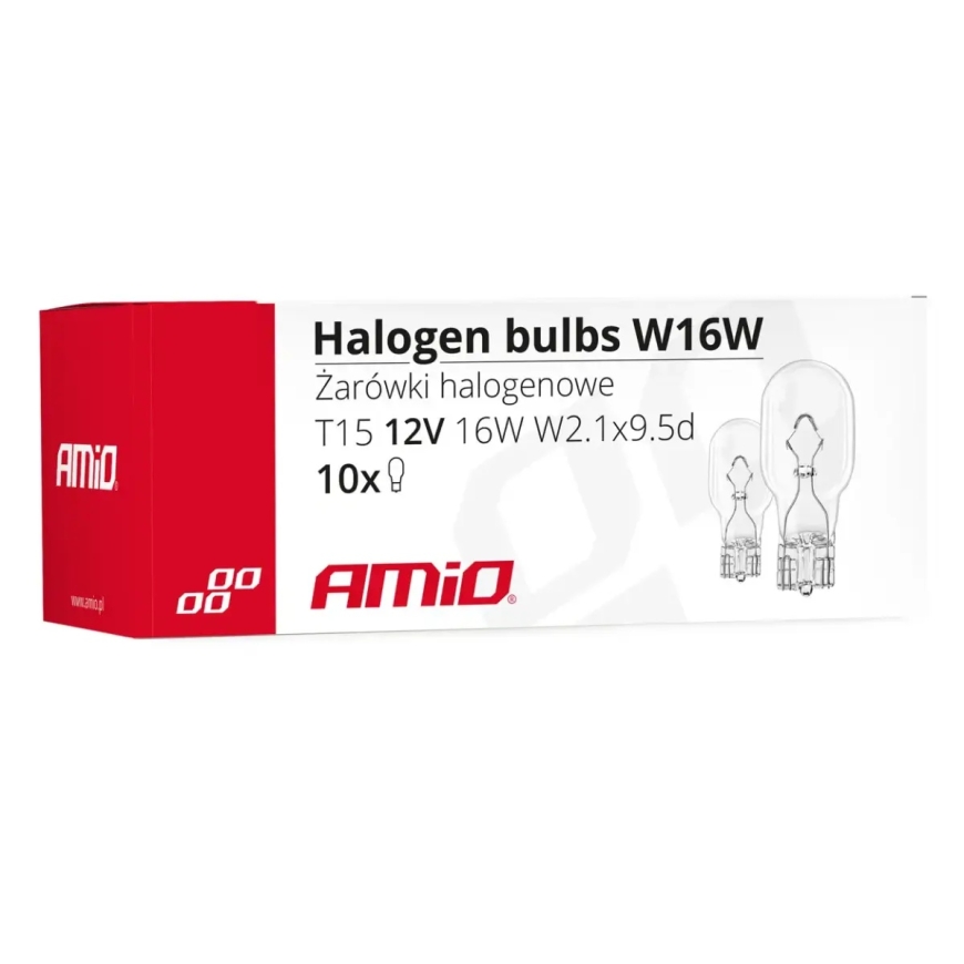 Halogeenilamput W16W T15 16W W2.1x9.5d 12V 10kpl – 3