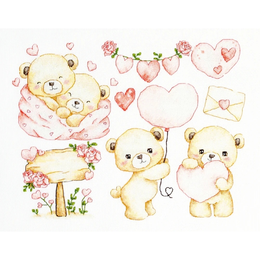 luca S izšūšanas komplekts "Little Hearts Collection" 26 x 20 cm SB1446
