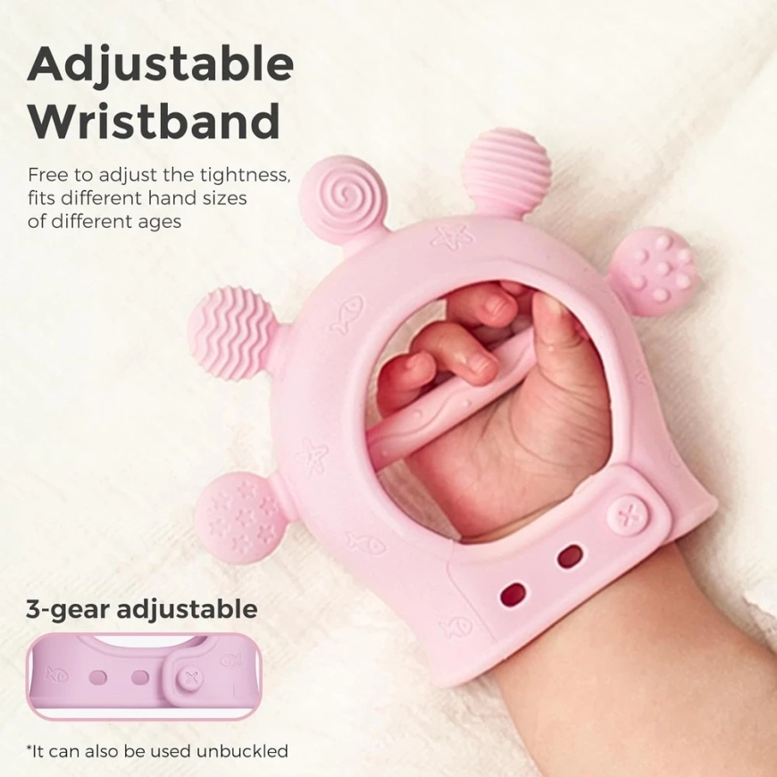 MOMCOZY SILIKONA ZOBU ROTAĻLIETA BĒRNIEM, ROŽU KRĀSĀ – 2