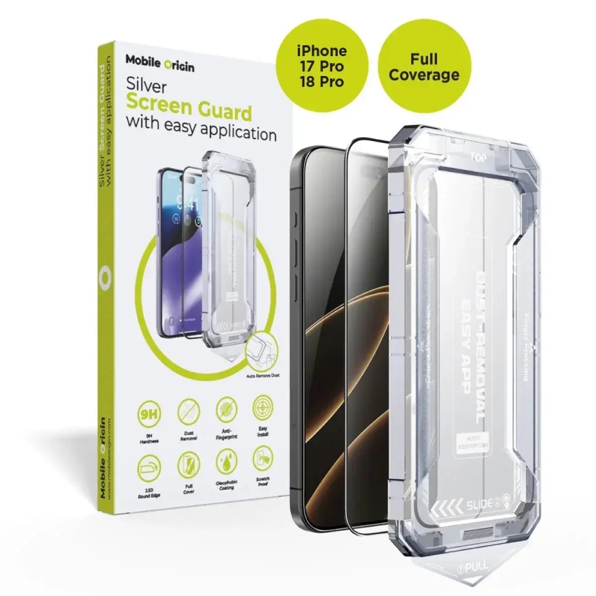 Mobile Origin Screen Guard with easy application, iPhone 17 Pro/18 Pro