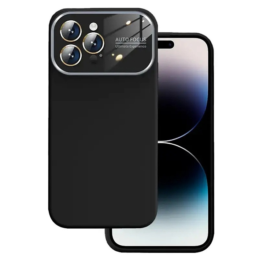 Soft Silicone Lens telefoni ümbris iPhone 15 Plus must