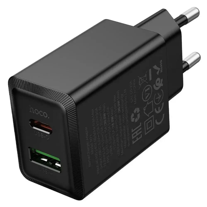 HOCO N71 matkalaturi | 30W | PD, QC | USB-C, USB-A | musta – 3