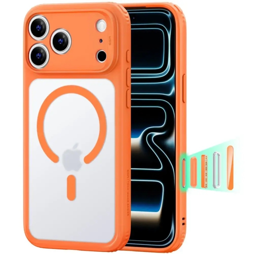 ESR Classic Hybrid telefono dėklas su MagSafe palaikymu iPhone 17 Pro Max | iPhone 18 Pro Max oranžinis