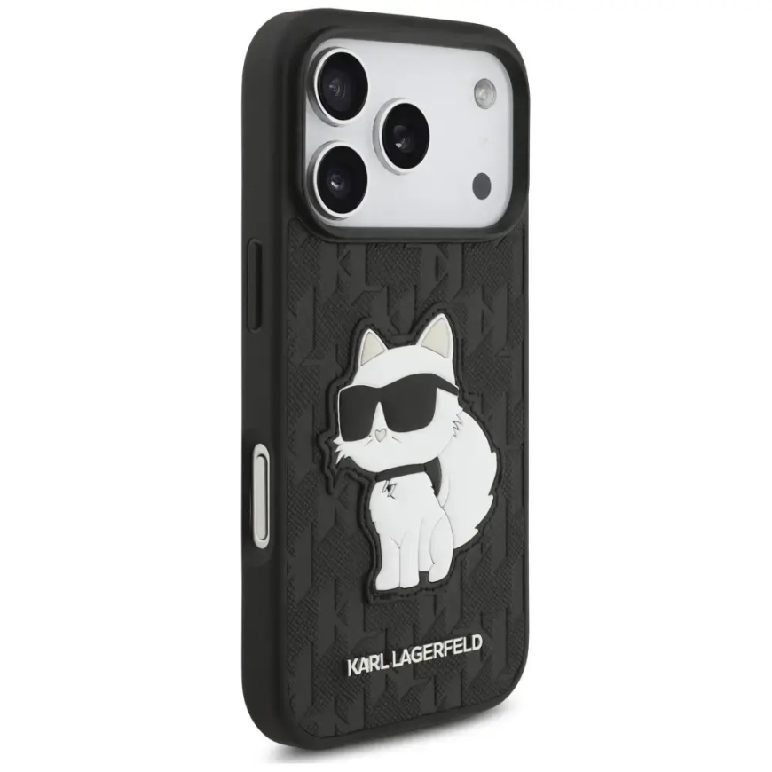 Karl Lagerfeld Saffiano Mono Patch Choupette vāks iPhone 18 Pro / 17 Pro melns – 4