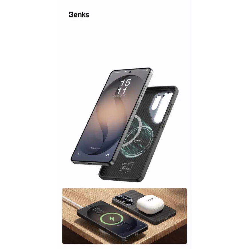 Benks Magnetic Armor Pro Kevlar telefono dėklas Samsung Galaxy S26+ (S947) juodas – 5