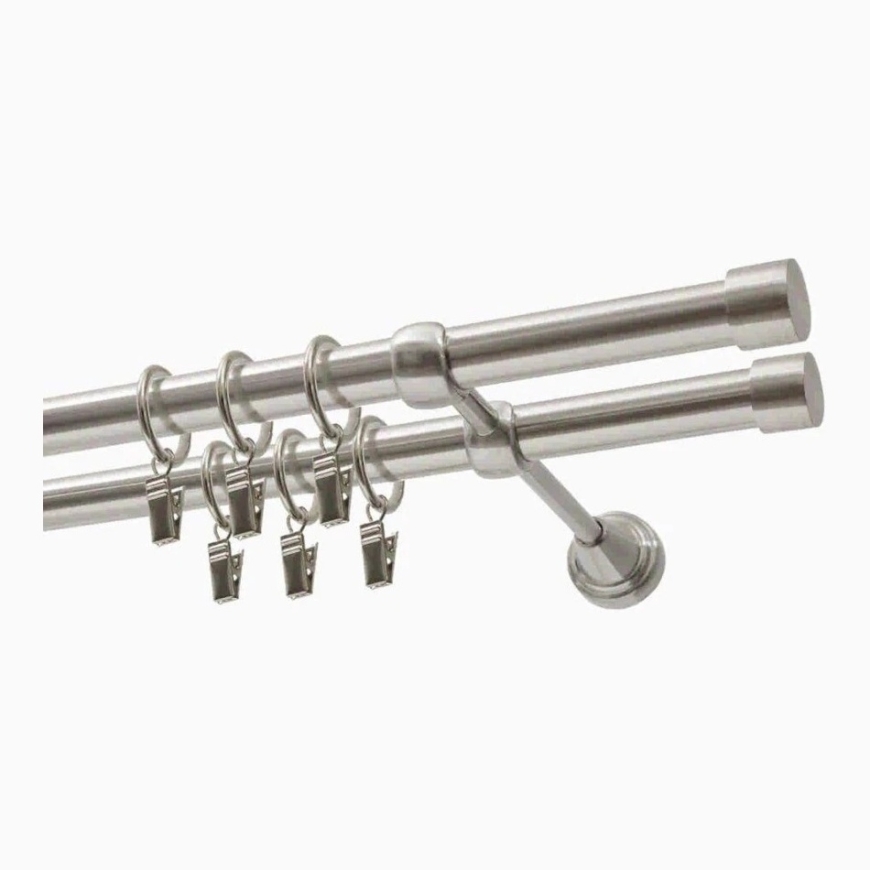 Decastyl Dviguba užuolaidų karnizas Ø 19 mm nerūdijančio plieno efektas 160 cm LUNA su ratukais KOWALSKI
