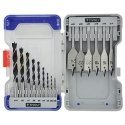 Drill set for wood Tivoly 15 pcs - 6 flat + 9 spiral with centering point