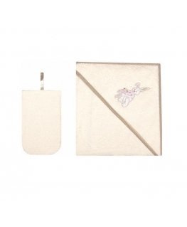 WOMAR towel and bathing glove 80x80 cm Ecru