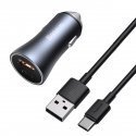 Baseus Golden Contactor Pro car charger, USB + USB-C, QC4.0 +, PD, SCP, 40W (gray) Baseus Golden Contactor Pro car charger, USB + USB-C, QC4.0 +, PD, SCP, 40W (gray)