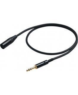 PROEL 6,3mm stereo uros - XLR uros, 2m, musta