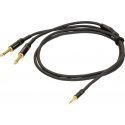 PROEL 3.5mm stereo male - 2 x 6.3mm mono male, 1.5m, black PROEL 3.5mm stereo male - 2 x 6.3mm mono male, 1.5m, black