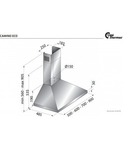 Thermex Camino Eco II -liesituuletin, teräs, 60 cm – 3