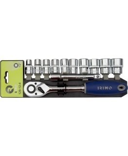 Terkšlės 1/2" ir galvučių rinkinys su prailgintoju 125mm.10-24mm, 12 vnt Irimo