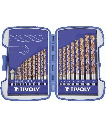 Tivoly Metalo grąžtų rinkinys FURIUS HSS 26vnt Ø1-13mm, gilintuvas 15 mm – 2