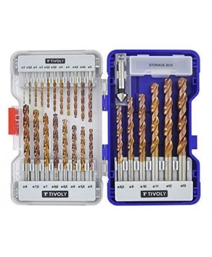 Tivoly Metal drill set FURIUS HSS 26pcs Ø1-13mm, dredger 15 mm – 7