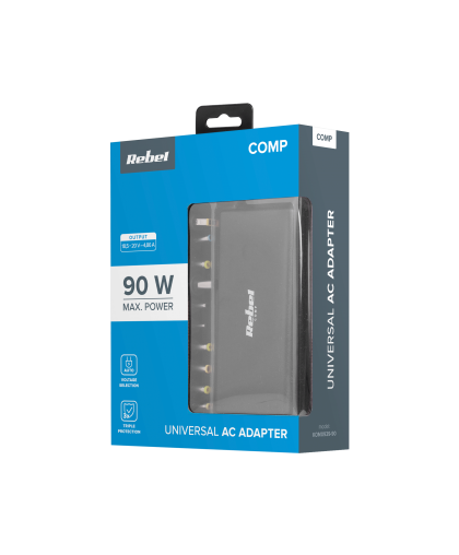 Charger household universal REBEL for Notebook 90W / 18-20V black – 3