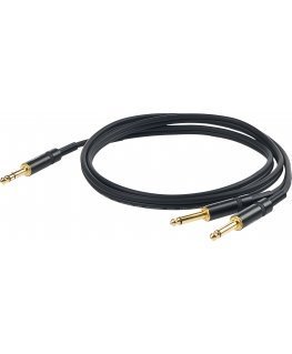 PROEL 6,3mm stereo male - 2 x 6,3mm mono male, 5m, black