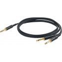 PROEL 6,3mm stereo male - 2 x 6,3mm mono male, 5m, black PROEL 6,3mm stereo male - 2 x 6,3mm mono male, 5m, black