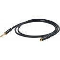 PROEL 6,3mm stereo female - 6,3 mm stereo male, 3m, black