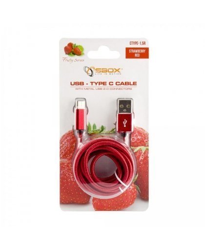 Sbox USB-Type-C M/M 1.5m CTYPE-1.5R strawberry red – 2