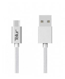 Tellur Data cable, USB to Micro USB, Nylon Braided, 1m silver