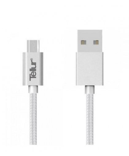 Tellur Data cable, USB to Micro USB, Nylon Braided, 1m silver