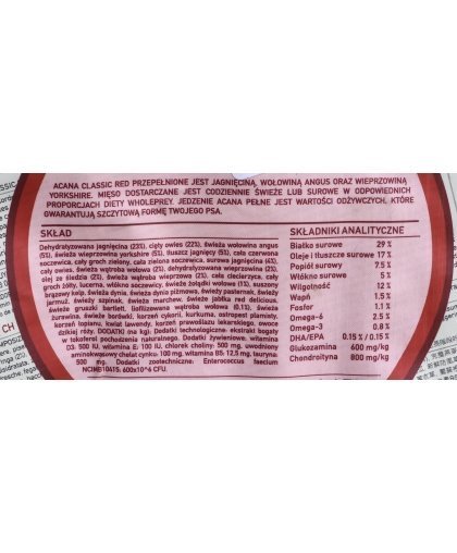 ACANA Dog Classic Red 2kg – 20