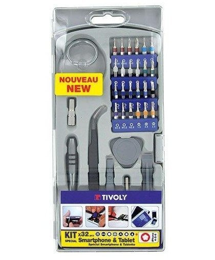 Mobile phone, tablet repair tool set. 32pcs., TIVOLY France – 2