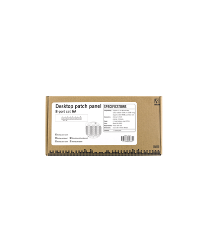 DELTACO Patch Panel, 8xRJ45, Cat6a, Wall Mountable, 10Gbps, Krone Terminals, Metal, Juodas / PAN-211 – 7