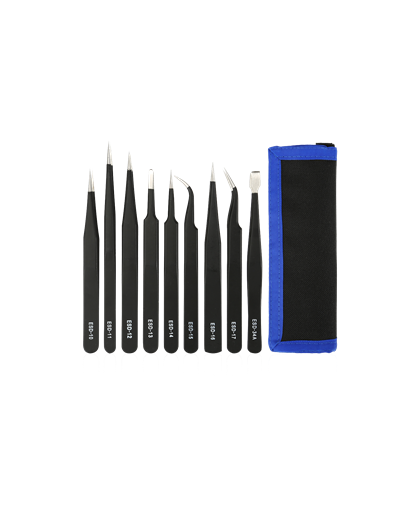 Deltacoimp Tweezers Set, 9 pcs., ESD, black (KS-ESD-9) / VK-62