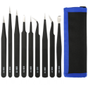 Deltacoimp Tweezers Set, 9 pcs., ESD, black (KS-ESD-9) / VK-62 Deltacoimp Tweezers Set, 9 pcs., ESD, black (KS-ESD-9) / VK-62